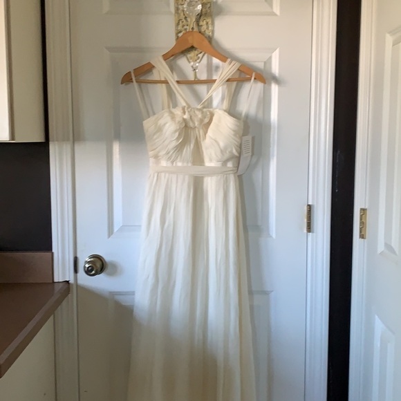 NWT Stunning Priscilla of Boston Cream Halter Wedding Dress Size 2 - Picture 8 of 14